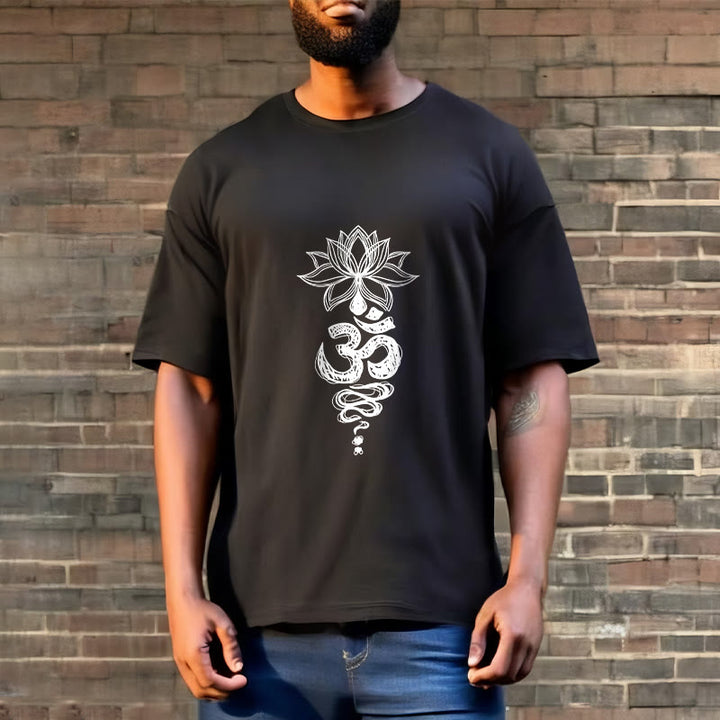 Buddha Stones Om Sanskrit Lotus Flower Pattern Meditation Cotton Tee T-shirt - image 4