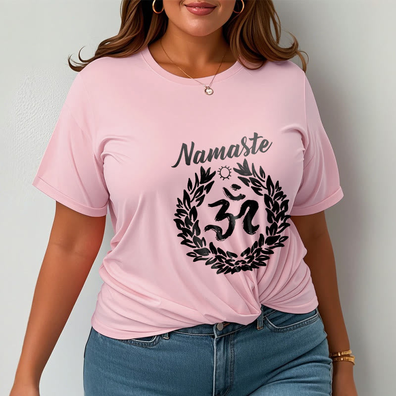 Buddha Stones Om Sanskrit Namaste Leaves Pattern Meditation Cotton Tee T-shirt - image 13