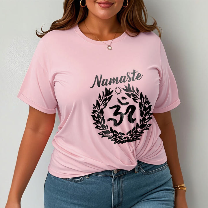 Buddha Stones Om Sanskrit Namaste Leaves Pattern Meditation Cotton Tee T-shirt - image 13