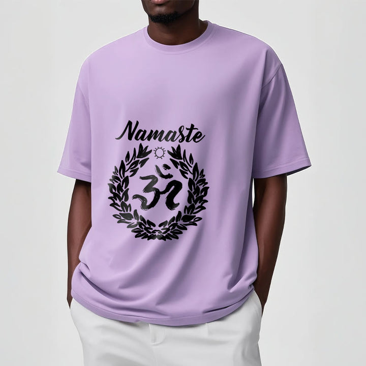 Buddha Stones Om Sanskrit Namaste Leaves Pattern Meditation Cotton Tee T-shirt - image 17