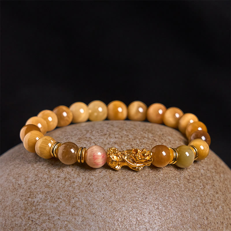 Buddha Stones Various Color Tiger Eye Beads Spacer Beads Pixiu Wealth Courage Bracelet - image 8