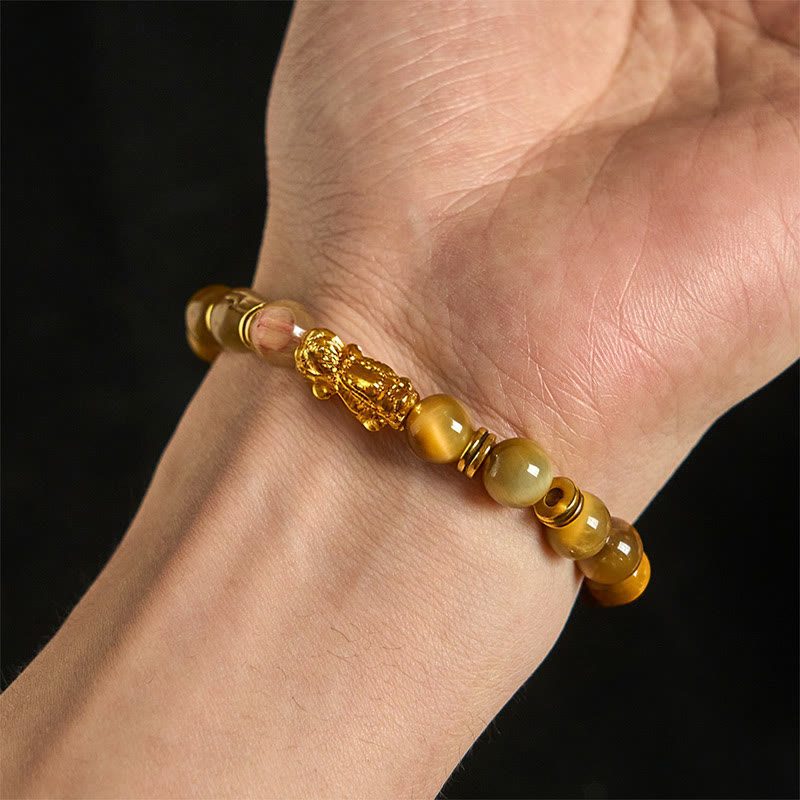 Buddha Stones Various Color Tiger Eye Beads Spacer Beads Pixiu Wealth Courage Bracelet - image 9