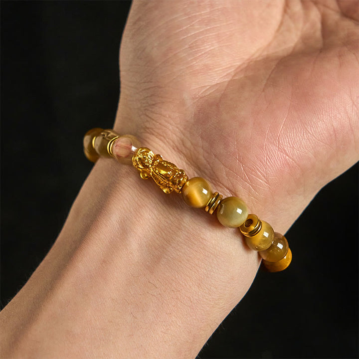 Buddha Stones Various Color Tiger Eye Beads Spacer Beads Pixiu Wealth Courage Bracelet - image 9