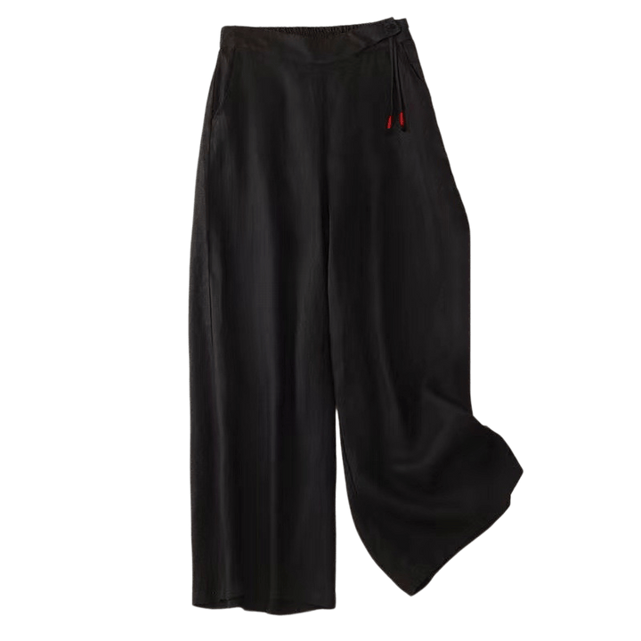 Buddha Stones Casual Solid Color One Button Women's Capri Wide Leg Pants With Pockets - image 7