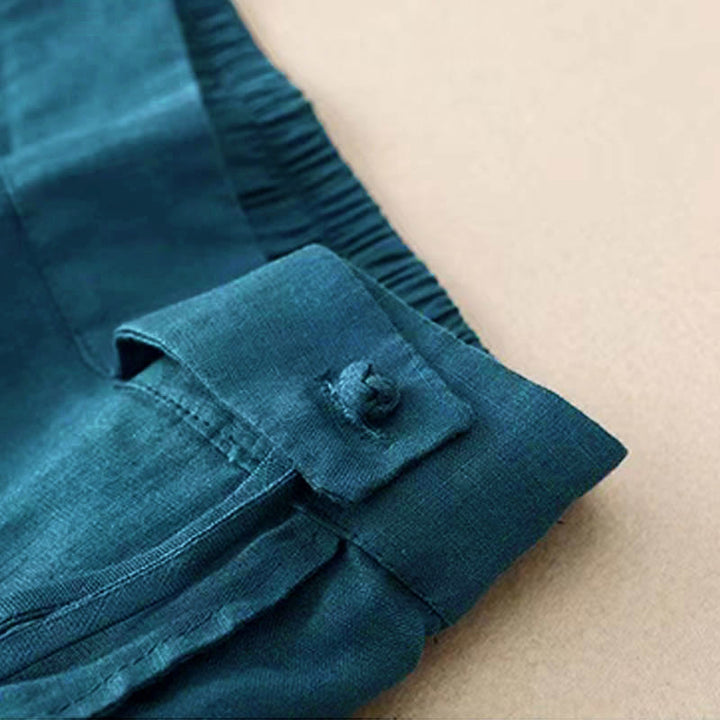 Buddha Stones Casual Solid Color One Button Women's Capri Wide Leg Pants With Pockets - image 27