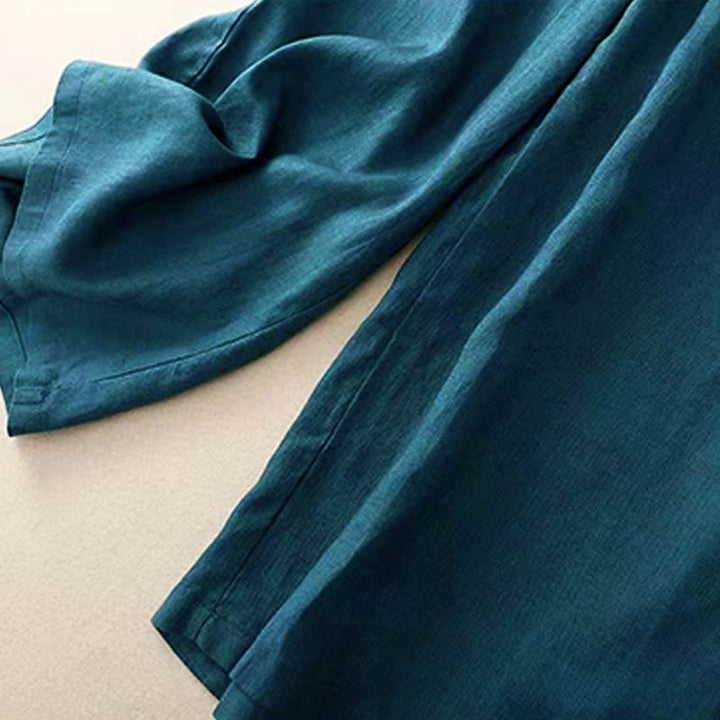 Buddha Stones Casual Solid Color One Button Women's Capri Wide Leg Pants With Pockets - image 26