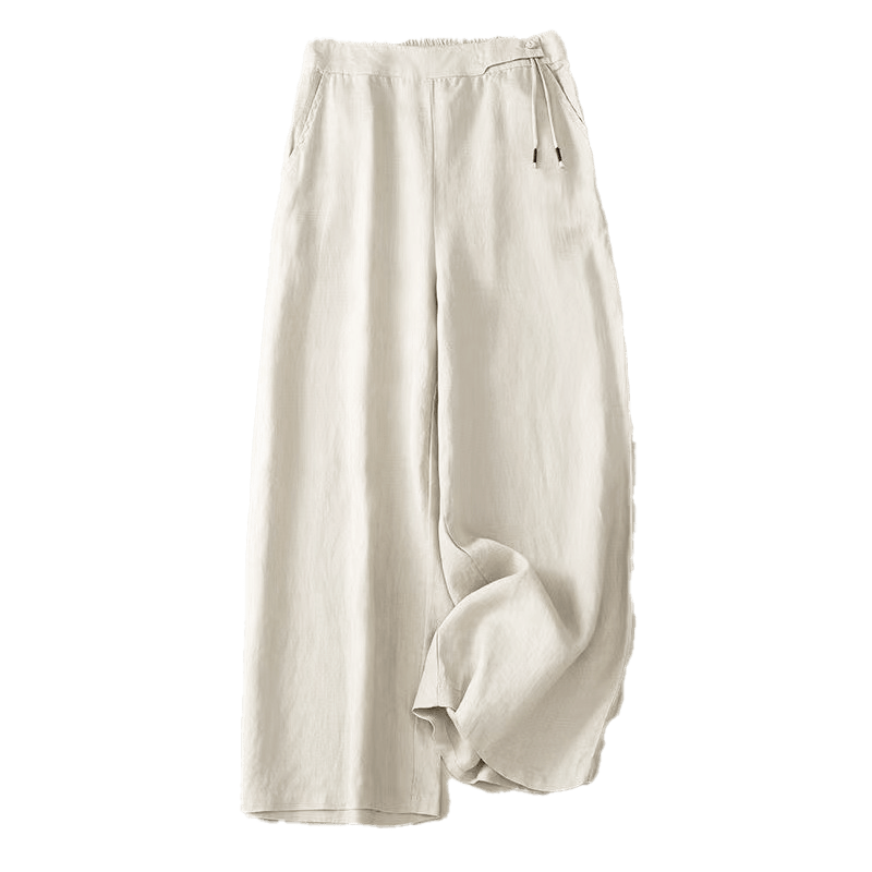Buddha Stones Casual Solid Color One Button Cotton Women's Wide Leg Pants With Pockets - image 16
