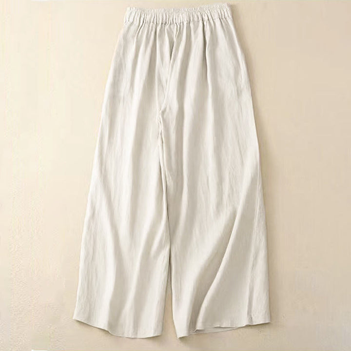 Buddha Stones Casual Solid Color One Button Women's Capri Wide Leg Pants With Pockets - image 14
