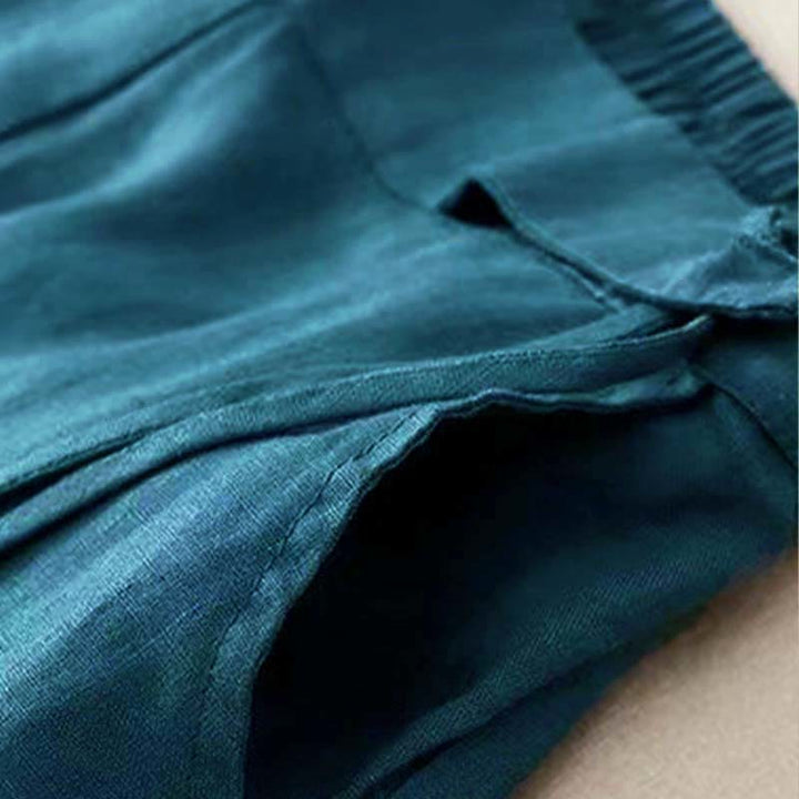 Buddha Stones Casual Solid Color One Button Women's Capri Wide Leg Pants With Pockets - image 23