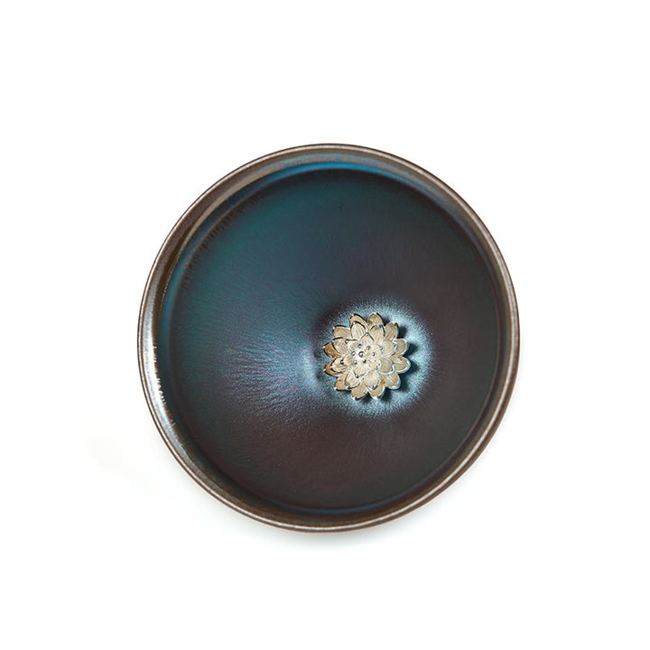 Buddha Stones Handmade Chinese Jianzhan Lotus Flower Blue Purple Ceramic Teacup Kung Fu Tea Cup 150ml - image 7