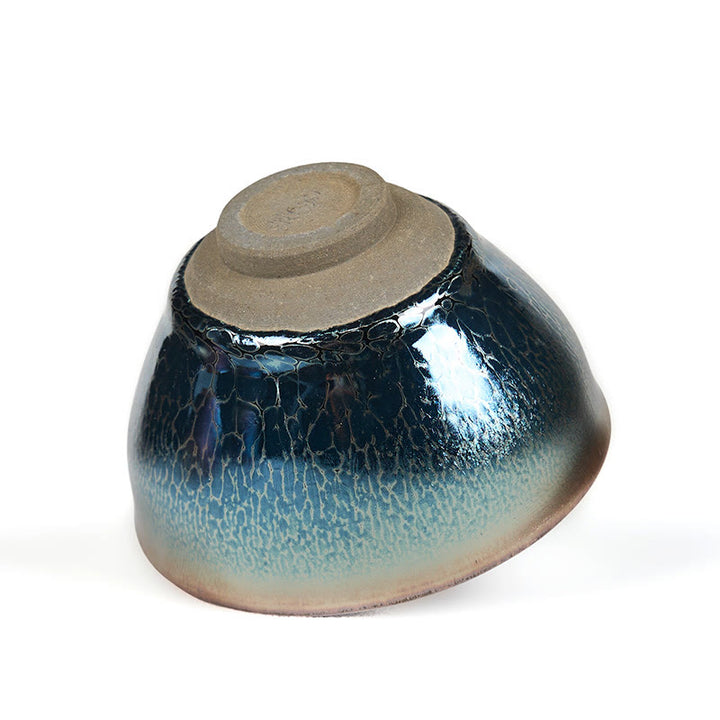 Buddha Stones Handmade Chinese Jianzhan Lotus Blue Ceramic Teacup Kung Fu Tea Cup 150ml - image 9