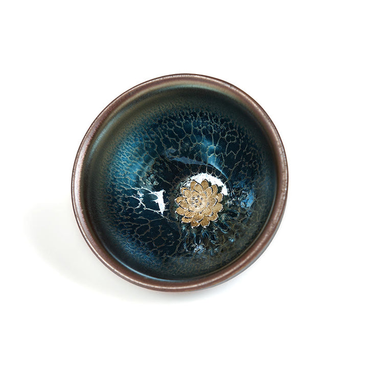 Buddha Stones Handmade Chinese Jianzhan Lotus Blue Ceramic Teacup Kung Fu Tea Cup 150ml - image 7