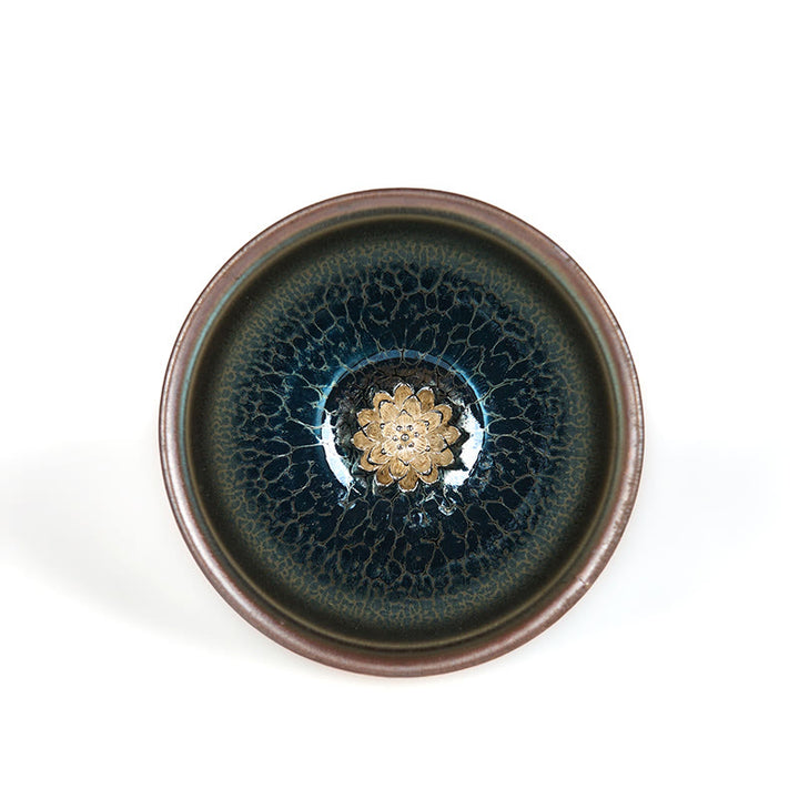 Buddha Stones Handmade Chinese Jianzhan Lotus Blue Ceramic Teacup Kung Fu Tea Cup 150ml - image 6