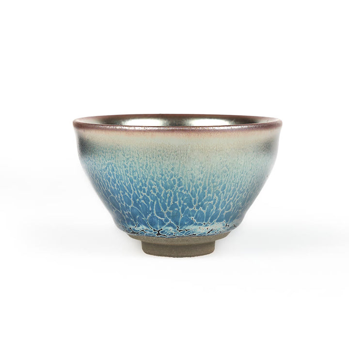 Buddha Stones Handmade Chinese Jianzhan Lotus Blue Ceramic Teacup Kung Fu Tea Cup 150ml - image 8