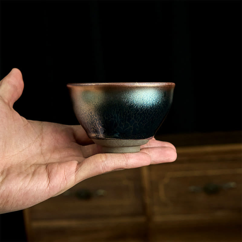 Buddha Stones Handmade Chinese Jianzhan Lotus Blue Ceramic Teacup Kung Fu Tea Cup 150ml - image 5