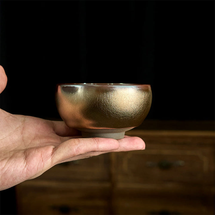 Buddha Stones Handmade Chinese Jianzhan Koi Fish Lotus Leaf Ceramic Teacup Kung Fu Tea Cup 150ml - image 3