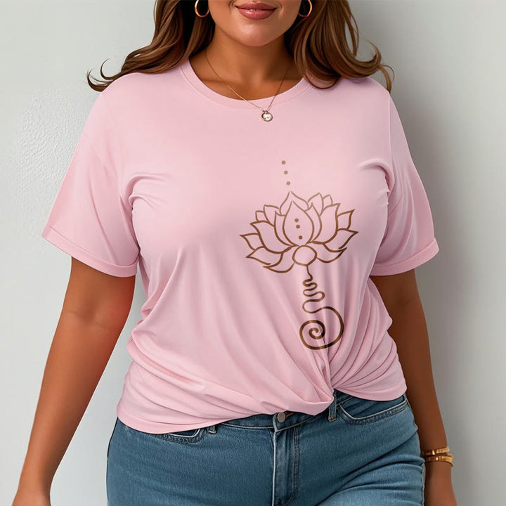 Buddha Stones Casual Lotus Design Cotton Tee T-shirt - image 13