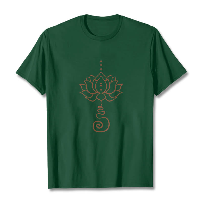 Buddha Stones Casual Lotus Design Cotton Tee T-shirt - ForestGreen - 2XL - image 10