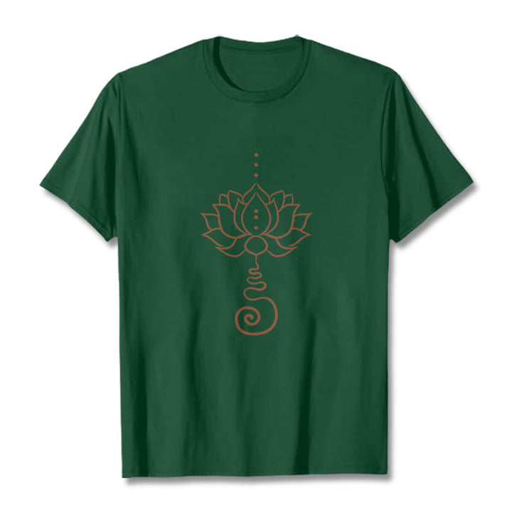 Buddha Stones Casual Lotus Design Cotton Tee T-shirt - ForestGreen - 2XL - image 10