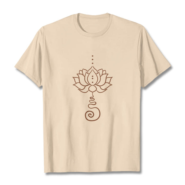 Buddha Stones Casual Lotus Design Cotton Tee T-shirt - Bisque - 2XL - image 8