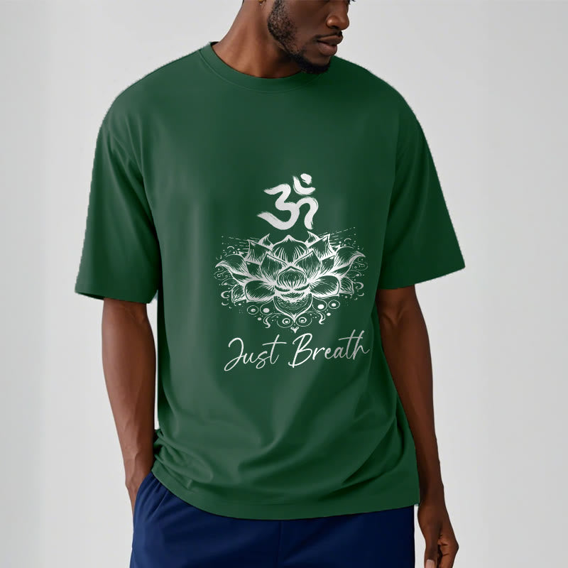 Buddha Stones Casual Om Symbol Lotus Flower Pattern Cotton Tee T-shirt - image 1