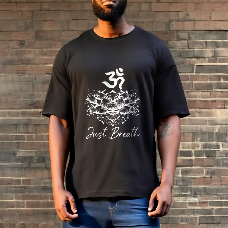 Buddha Stones Casual Om Symbol Lotus Flower Pattern Cotton Tee T-shirt - image 5