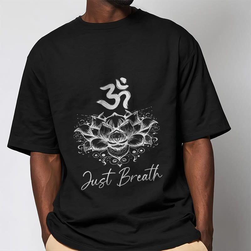 Buddha Stones Casual Om Symbol Lotus Flower Pattern Cotton Tee T-shirt - image 4