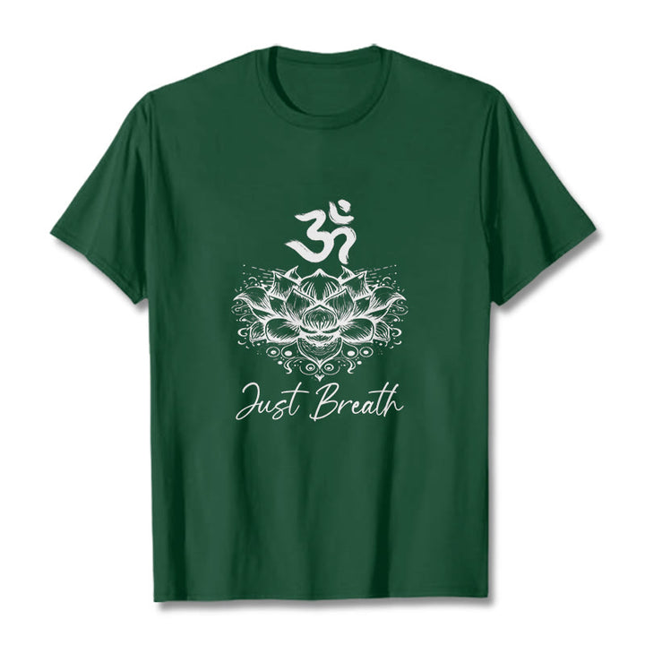 Buddha Stones Casual Om Symbol Lotus Flower Pattern Cotton Tee T-shirt - ForestGreen - 2XL - image 0
