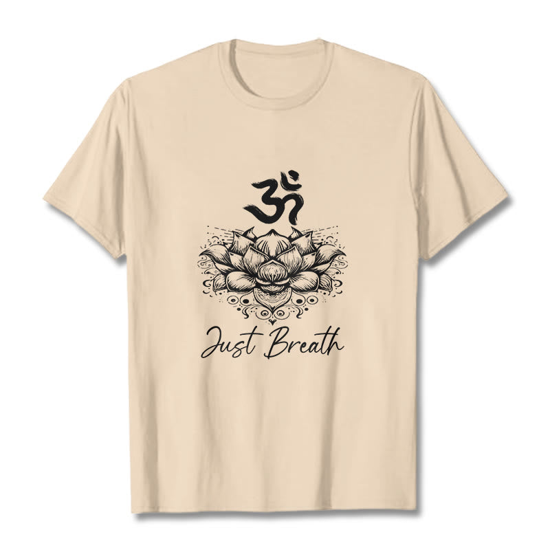 Buddha Stones Casual Om Symbol Lotus Flower Pattern Cotton Tee T-shirt - Bisque - 2XL - image 10