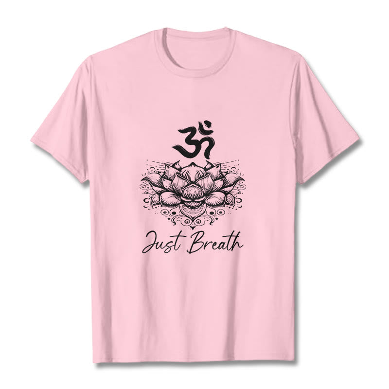 Buddha Stones Casual Om Symbol Lotus Flower Pattern Cotton Tee T-shirt - LightPink - 2XL - image 12