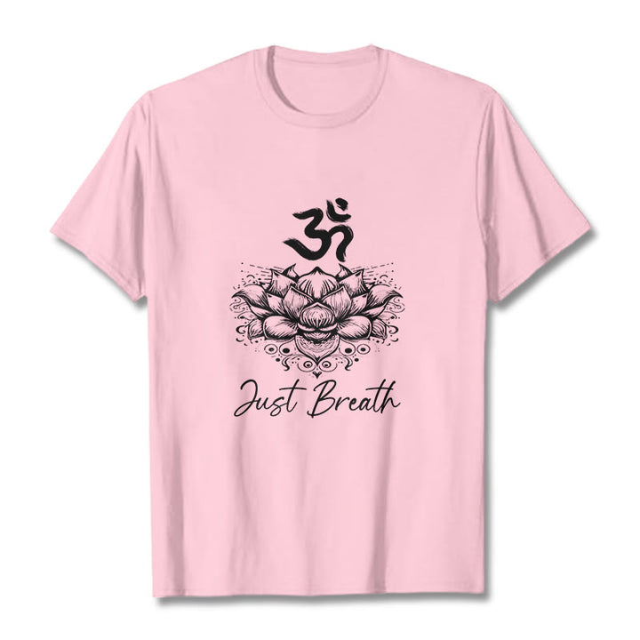 Buddha Stones Casual Om Symbol Lotus Flower Pattern Cotton Tee T-shirt - LightPink - 2XL - image 12