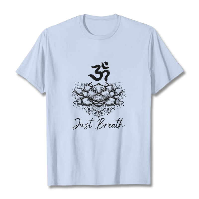 Buddha Stones Casual Om Symbol Lotus Flower Pattern Cotton Tee T-shirt - LightCyan - 2XL - image 18