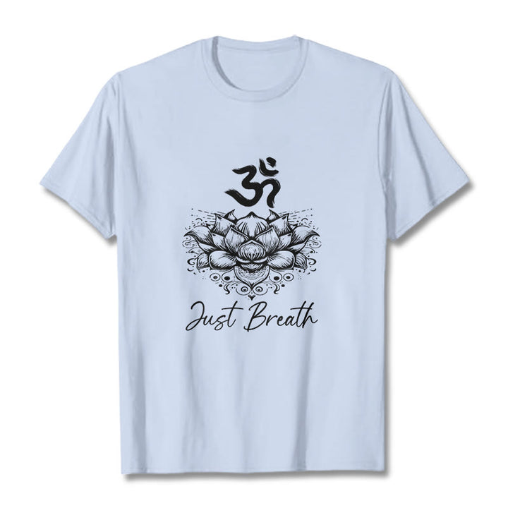 Buddha Stones Casual Om Symbol Lotus Flower Pattern Cotton Tee T-shirt - LightCyan - 2XL - image 18