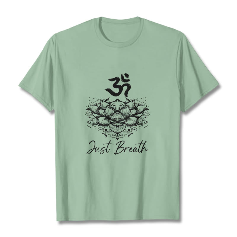 Buddha Stones Casual Om Symbol Lotus Flower Pattern Cotton Tee T-shirt - PaleGreen - 2XL - image 14