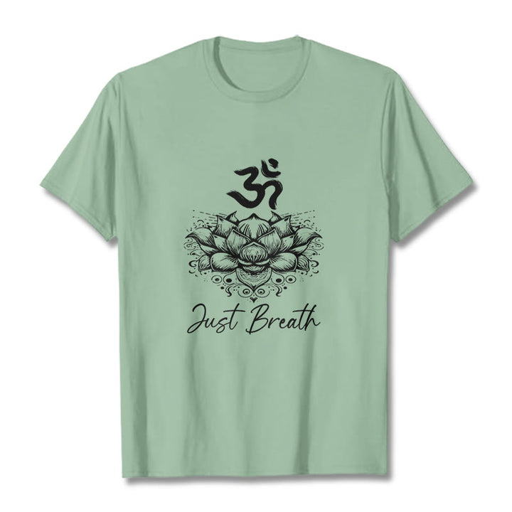 Buddha Stones Casual Om Symbol Lotus Flower Pattern Cotton Tee T-shirt - PaleGreen - 2XL - image 14