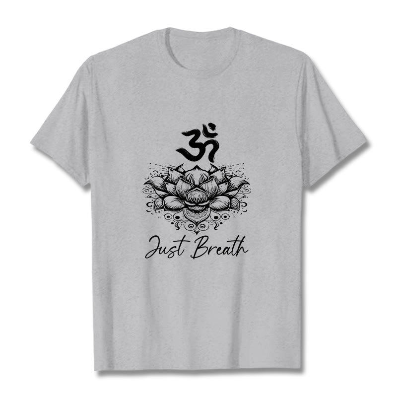 Buddha Stones Casual Om Symbol Lotus Flower Pattern Cotton Tee T-shirt - LightGrey - 2XL - image 19