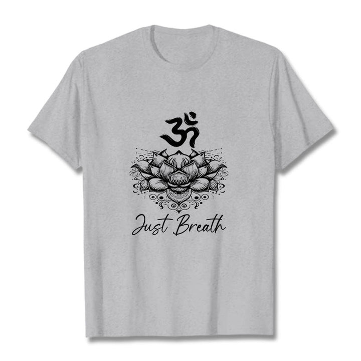 Buddha Stones Casual Om Symbol Lotus Flower Pattern Cotton Tee T-shirt - LightGrey - 2XL - image 19