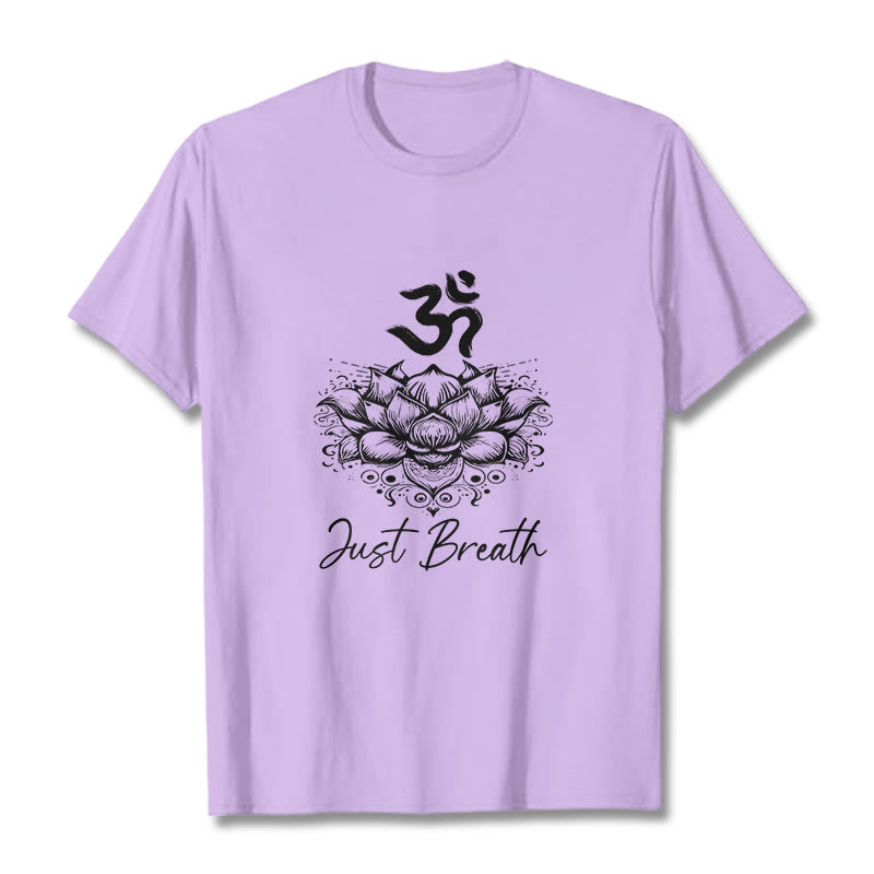 Buddha Stones Casual Om Symbol Lotus Flower Pattern Cotton Tee T-shirt - Plum - 2XL - image 16