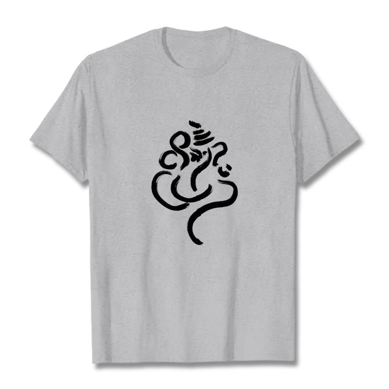 Buddha Stones Casual Ganesha Pattern Cotton Tee T-shirt - LightGrey - 2XL - image 19