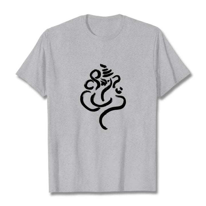 Buddha Stones Casual Ganesha Pattern Cotton Tee T-shirt - LightGrey - 2XL - image 19