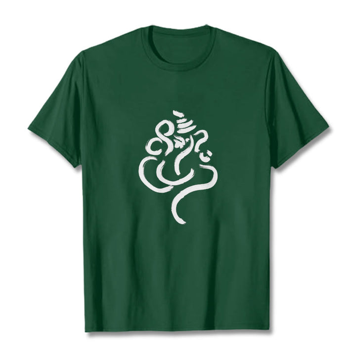 Buddha Stones Casual Ganesha Pattern Cotton Tee T-shirt - ForestGreen - 2XL - image 10