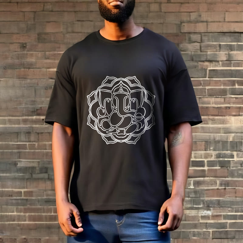 Buddha Stones Casual Mandala Design Ganesha Pattern Cotton Tee T-shirt - image 5