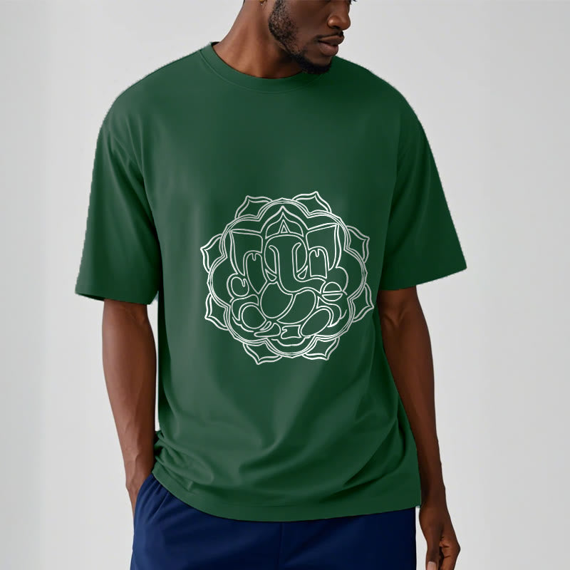 Buddha Stones Casual Mandala Design Ganesha Pattern Cotton Tee T-shirt - image 1