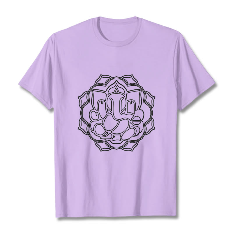 Buddha Stones Casual Mandala Design Ganesha Pattern Cotton Tee T-shirt - Plum - 2XL - image 16
