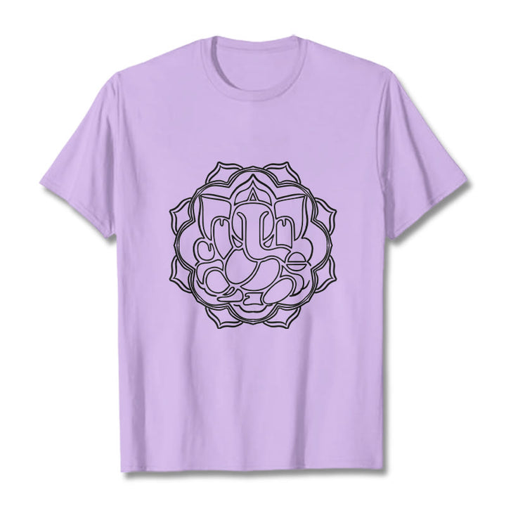 Buddha Stones Casual Mandala Design Ganesha Pattern Cotton Tee T-shirt - Plum - 2XL - image 16