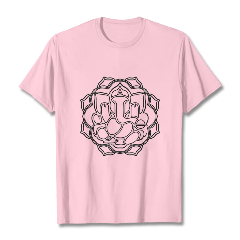 Buddha Stones Casual Mandala Design Ganesha Pattern Cotton Tee T-shirt - LightPink - 2XL - image 12