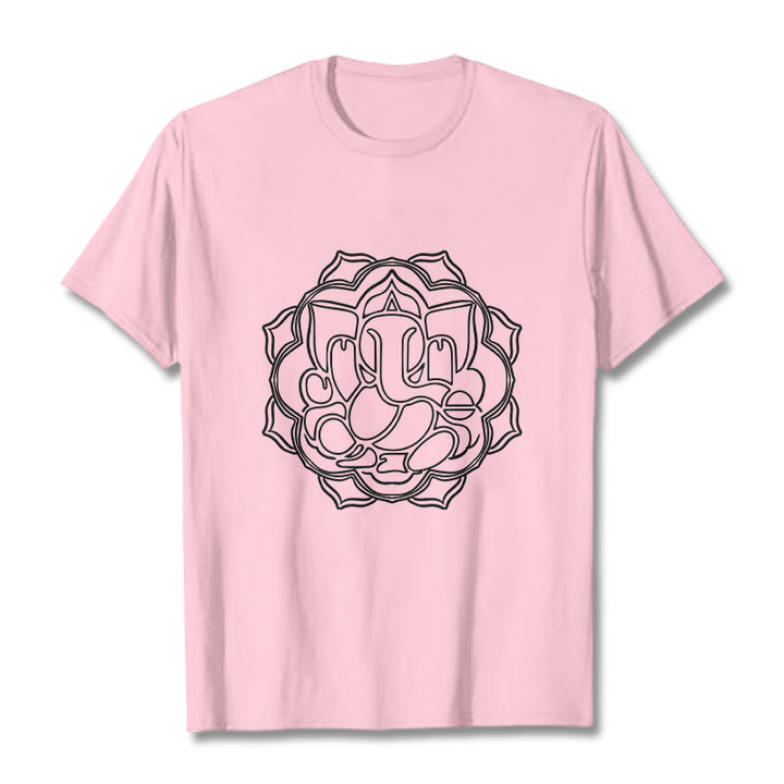 Buddha Stones Casual Mandala Design Ganesha Pattern Cotton Tee T-shirt - LightPink - 2XL - image 12