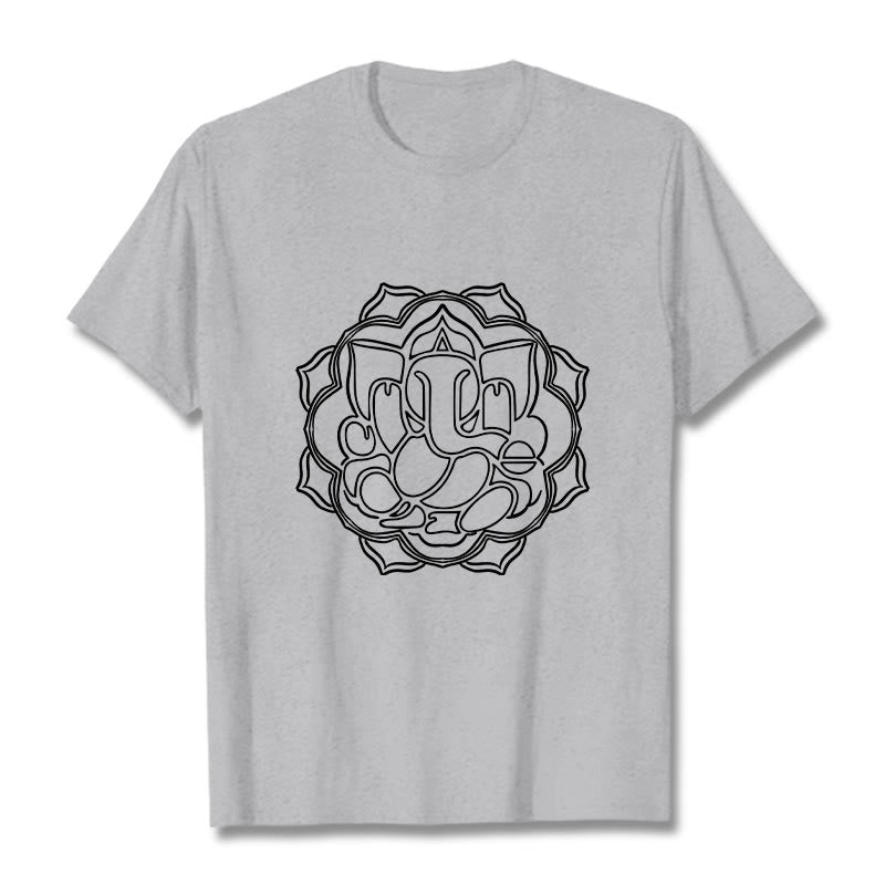 Buddha Stones Casual Mandala Design Ganesha Pattern Cotton Tee T-shirt - LightGrey - 2XL - image 19