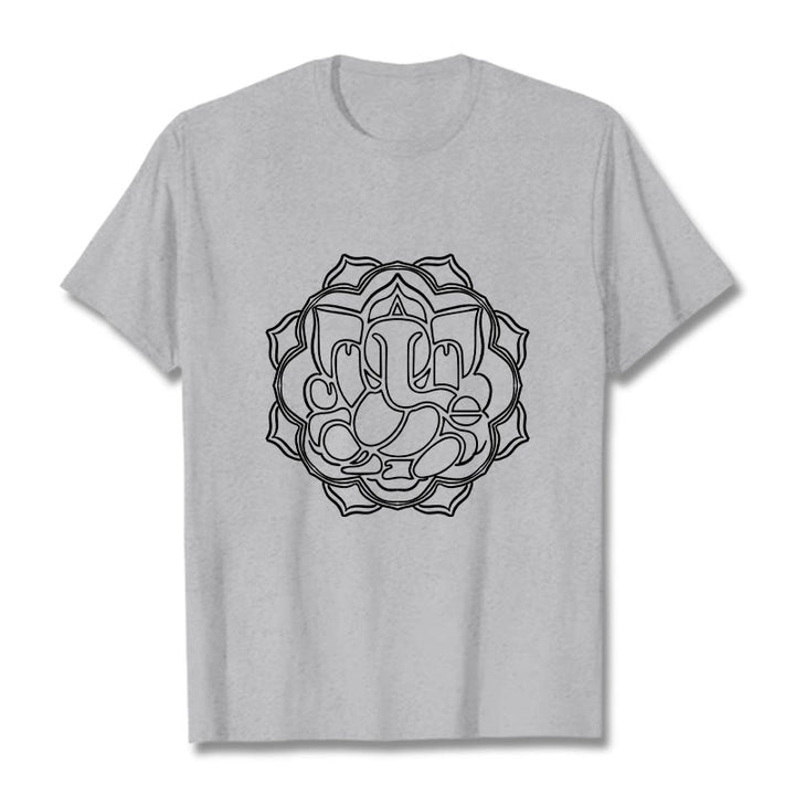 Buddha Stones Casual Mandala Design Ganesha Pattern Cotton Tee T-shirt - LightGrey - 2XL - image 19