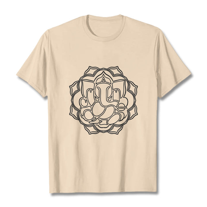 Buddha Stones Casual Mandala Design Ganesha Pattern Cotton Tee T-shirt - Bisque - 2XL - image 10